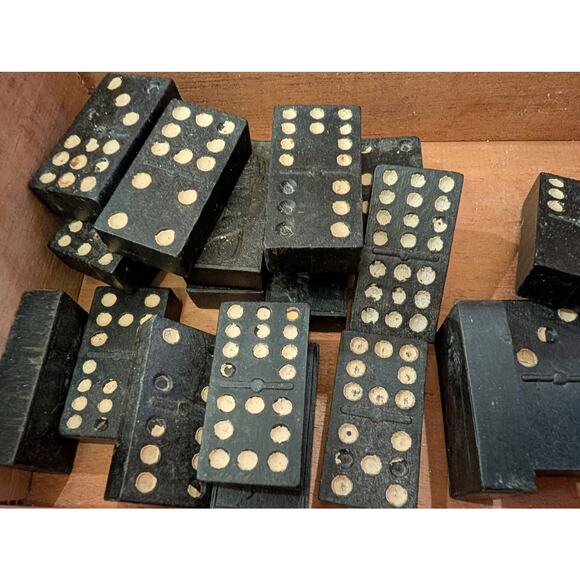 Antique Wooden Dominos with Lion and Cigar Box - Picture 5 of 8